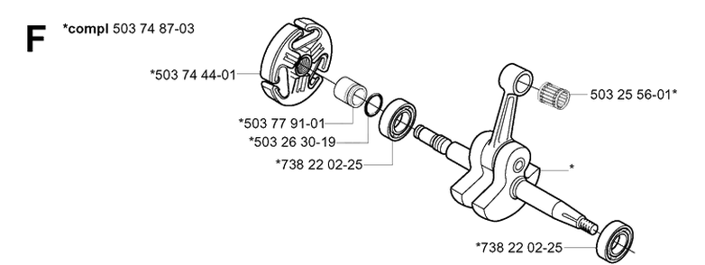 Crankshaft Diagram and Parts List for 372XP/ (XPG)(20051800001-20070100000) Husqvarna Chainsaw