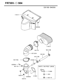 Air Filter And Muffler Diagram and Parts List for FR730V-ES04 2018-11 Husqvarna Engine
