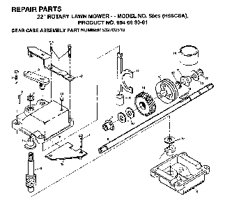 Gear Case Diagram and Parts List for 56CS (H56CSA, 954069001)(1994-01) Husqvarna Lawn Mower