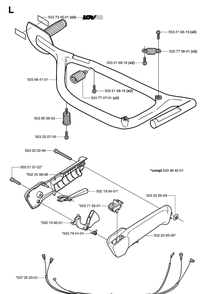 Handle And Controls Diagram and Parts List for 326HS99 (X-SERIES)(20020100001-20030100000) Husqvarna Hedge Trimmer