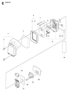 Carburetor And Air Filter Diagram and Parts List for 350BT 20170600001-Current Husqvarna Leaf Blower / Vacuum