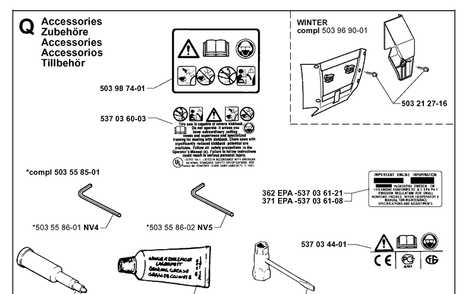 Accessories Diagram and Parts List for 371XP 19991800001-Current Husqvarna Chainsaw