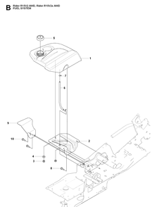 Fuel System Diagram and Parts List for RIDER15V2AWD (965200901)(2009-04) Husqvarna Lawn Mower
