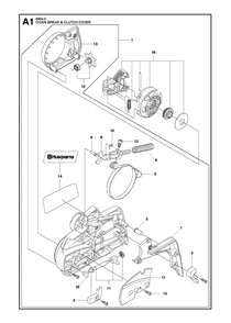 Chain Brake And Clutch Cover Diagram and Parts List for 440 e-series II Husqvarna Chainsaw