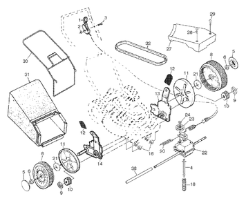 Drive Assembly Diagram and Parts List for 6522CH (954222725-B)(2001-10) Husqvarna Lawn Mower