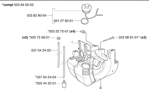 Crankcase Diagram and Parts List for 235FR 2009-06 Husqvarna Brush Cutter