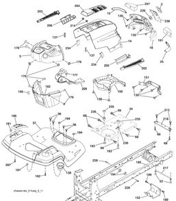 Chassis Diagram and Parts List for LTH1538 (96043003802)(2008-04) Husqvarna Lawn Mower