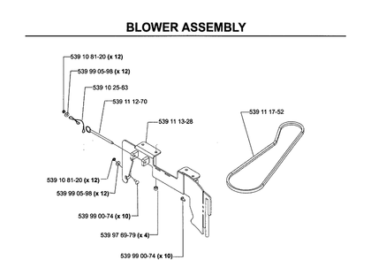 Part Location Diagram of 539111328 Husqvarna BLOWER DECK PLATE, 72
