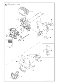 Carburetor And Air Filter Diagram and Parts List for 562XP-562XPG 562 XP W - 562 XP GW Husqvarna Chainsaw