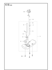 Fuel Tank Diagram and Parts List for 122C 966712701 Husqvarna Edger