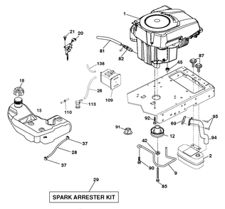 Engine Diagram and Parts List for YTH21K46 (96045002902)(2011-08) Husqvarna Lawn Tractor