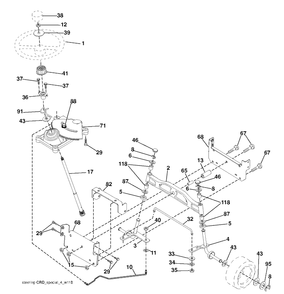 Steering Diagram and Parts List for CTH150 (96061018102)(2007-09) Husqvarna Lawn Tractor
