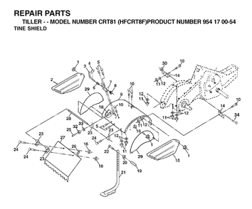 Tine Shield Diagram and Parts List for CRT81 (954170054-F)(2002-01) Husqvarna Tiller
