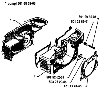 Crankcase Diagram and Parts List for 61 1993-09 Husqvarna Chainsaw
