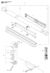 Shaft Diagram and Parts List for 535RX  Husqvarna Brush Cutter