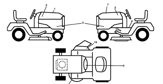 Decals Diagram and Parts List for YTA19K42 (96048006801)(2016-12) Husqvarna Lawn Tractor