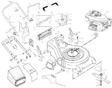 Handle And Deck Assembly Diagram and Parts List for 5521RS (954223470-B)(2004-07) Husqvarna Lawn Mower