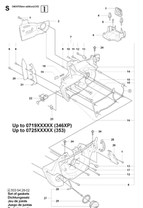 Service Updates 2 Diagram and Parts List for 353 20071300001-20090400000 Husqvarna Chainsaw