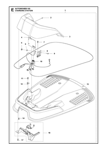 Charging Station Diagram and Parts List for 105 2019 Husqvarna Lawn Mower