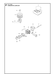 Carburetor And Air Filter 8 Diagram and Parts List for 372XP XPG Husqvarna Chainsaw