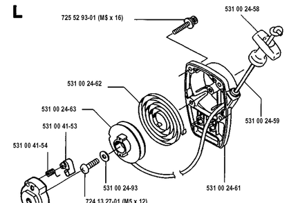 Starter Diagram and Parts List for 125L 19931400001-20053600000 Husqvarna Edger