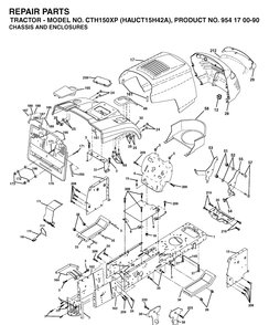 Chassis And Enclosures Diagram and Parts List for CTH150XP (HAUCT15H42A)(2003-01) Husqvarna Lawn Tractor