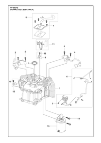 Crankcase And Electrical Diagram and Parts List for HV586AE  Husqvarna Engine