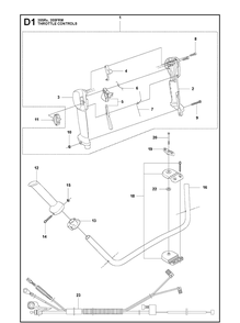 Throttle Controls Diagram and Parts List for 355FRM  Husqvarna Brush Cutter