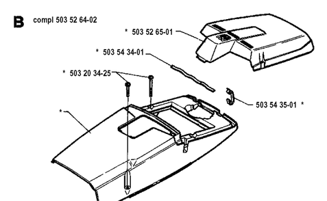 Cover Diagram and Parts List for 394XP 19940100001-19960100000 Husqvarna Chainsaw