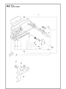 Clutch Cover Diagram and Parts List for 570II 2017-06 Husqvarna Chainsaw
