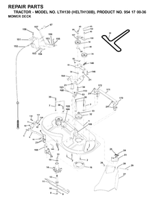 Mower Deck / Cutting Deck Diagram and Parts List for LTH130 (954170036-B)(2001-09) Husqvarna Lawn Tractor