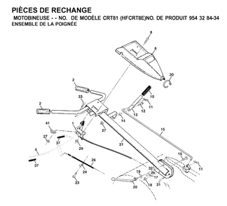 Handle And Controls Diagram and Parts List for CRT81 (954328434-E)(2001-01) Husqvarna Tiller