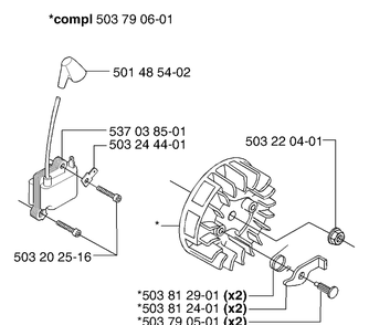 Ignition/Flywheel Diagram and Parts List for 232L 2002-09 Husqvarna Brush Cutter