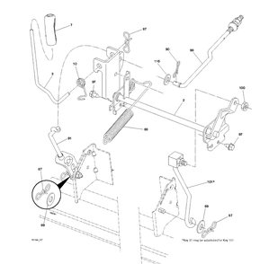 Mower Lift Lever Diagram and Parts List for YTH1842-223810 2017-12 Husqvarna Lawn Tractor
