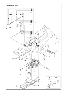 Transmission Diagram and Parts List for R422TS AWD Husqvarna Lawn Mower