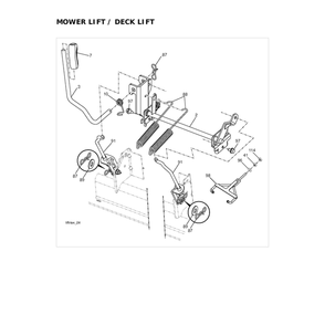 Mower Lift/Deck Lift Diagram and Parts List for 96043032100  Husqvarna Lawn Tractor
