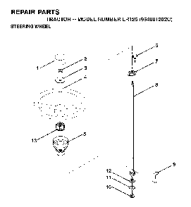 Steering Diagram and Parts List for LR125 (954001202C)(1995-03) Husqvarna Lawn Tractor