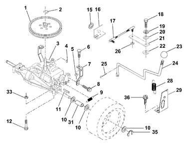 Transaxle Diagram and Parts List for LR111 (954001212-A)(1994-07) Husqvarna Lawn Tractor