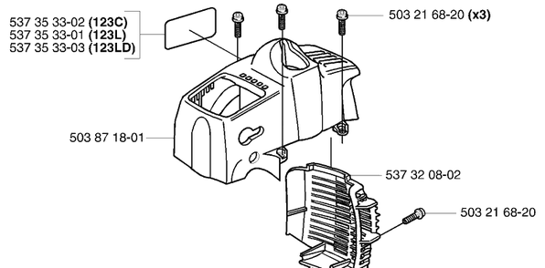 Covers Diagram and Parts List for 123L 2004-01 Husqvarna Trimmer