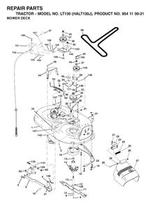 Mower Deck / Cutting Deck 2 Diagram and Parts List for LT130 (954110031-J)(2003-01) Husqvarna Lawn Tractor