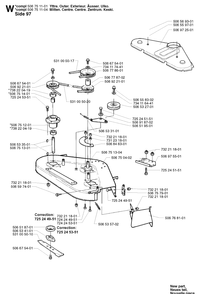 97cm Cutting Deck Diagram and Parts List for PR15 2002-02 Husqvarna Lawn Mower
