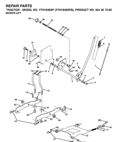 Mower Lift / Deck Lift Diagram and Parts List for YTH1848XP (954567260)(2001-05) Husqvarna Lawn Tractor