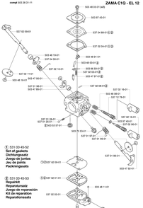 Carburetor Parts Diagram and Parts List for 323E 2006-04 Husqvarna Edger