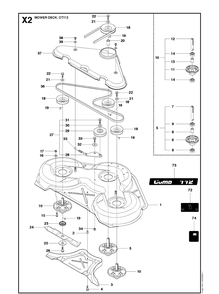44 Inch/112cm Cutting Deck 3 Diagram and Parts List for R422TSAWD (966632501)(2011-03) Husqvarna Lawn Mower