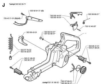 Fuel Tank 2 Diagram and Parts List for 359 20010100001-20014000000 Husqvarna Chainsaw