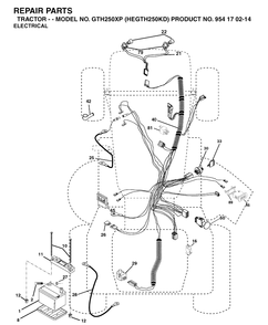 Electrical Diagram and Parts List for GTH250XP (HEGTH250KD)(2004-09) Husqvarna Lawn Tractor