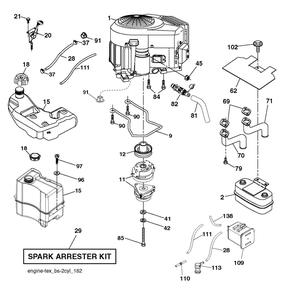 Engine Diagram and Parts List for YTH24V48 2018 Husqvarna Lawn Tractor