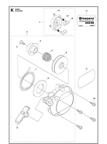 Starter Diagram and Parts List for 543RS (967348201)(20154400001-20192200000) Husqvarna Brush Cutter