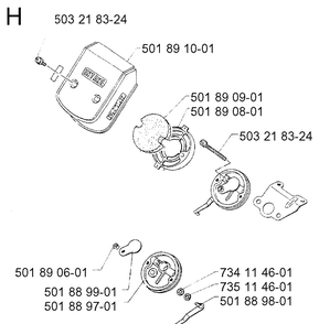 Air Filter Diagram and Parts List for 16H 1990-02 Husqvarna Hedge Trimmer