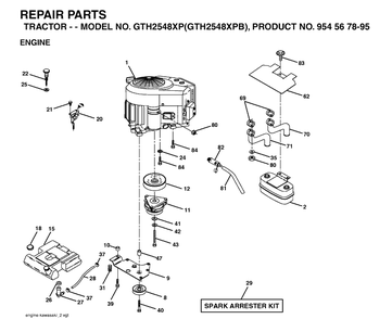 Engine Diagram and Parts List for GTH2548XP-GTH2548XPB 2003-05 Husqvarna Lawn Tractor